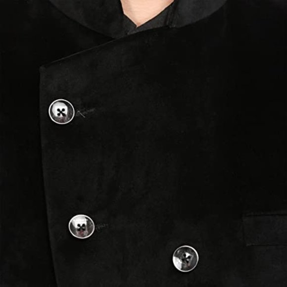WINTAGE Men's Velvet Grandad Collar Ceremony Blazer: Black - Picture 4 of 5